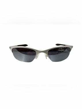 Oakley Silver Titanium Frame Black Lens Half-Wire Sunglasses